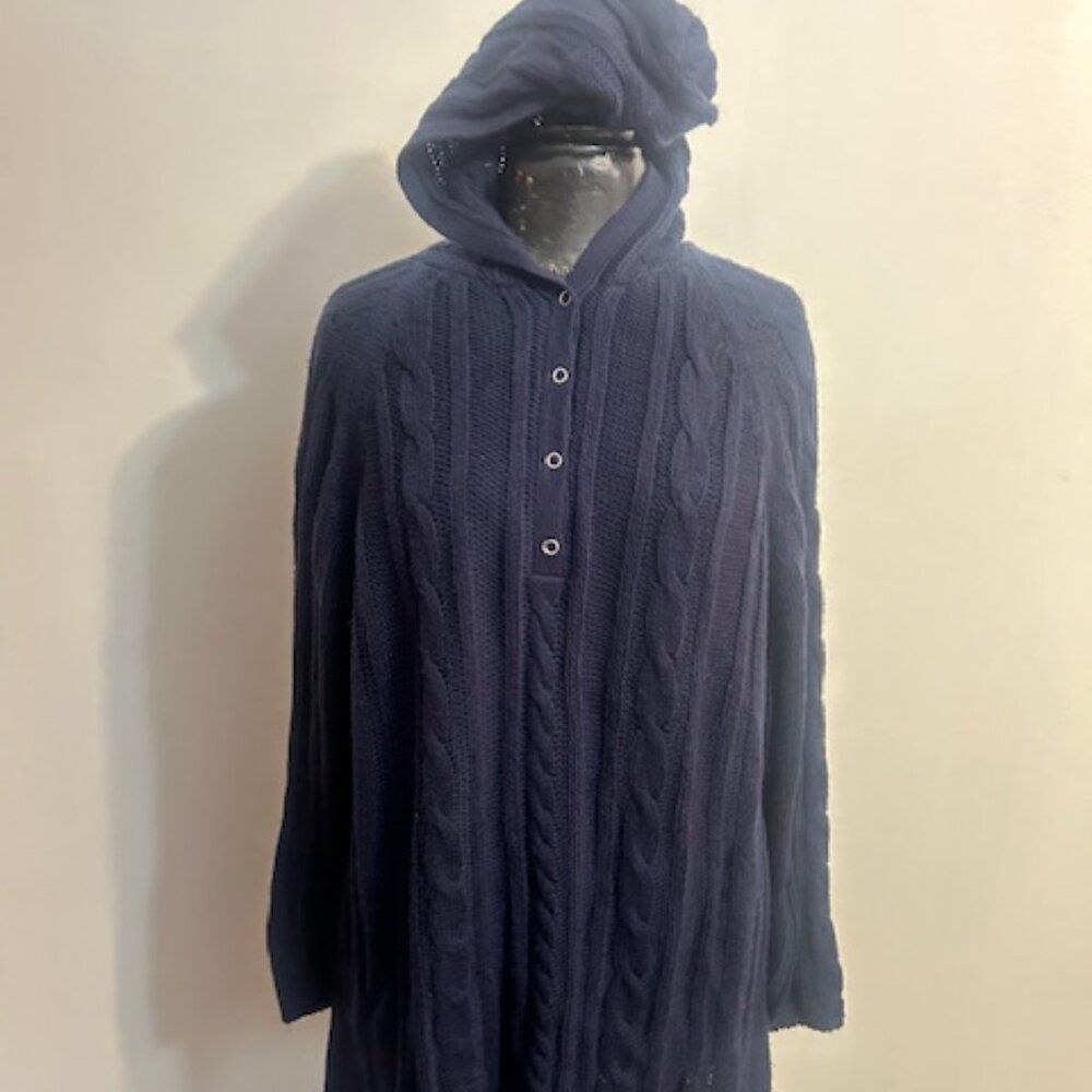 Derek Plus Navy Blue 1/4 snap closure Cable knit hoodie sweater, size 3X
